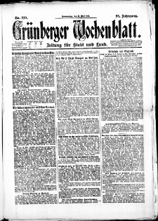 Grünberger Wochenblatt: Zeitung für Stadt und Land, No. 110. (11. Mai 1922)