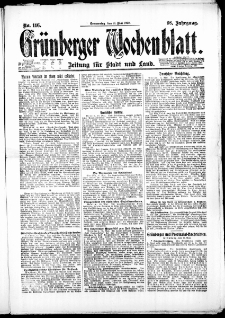 Grünberger Wochenblatt: Zeitung für Stadt und Land, No. 116. (18. Mai 1922)