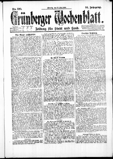 Grünberger Wochenblatt: Zeitung für Stadt und Land, No. 120. (23. Mai 1922)