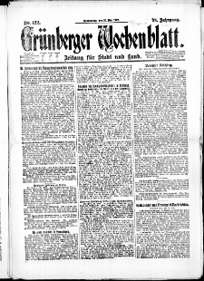 Grünberger Wochenblatt: Zeitung für Stadt und Land, No. 122. (25. Mai 1922)