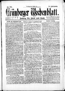 Grünberger Wochenblatt: Zeitung für Stadt und Land, No. 125. (30. Mai 1922)