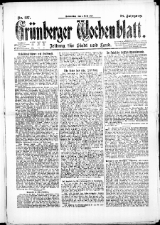 Grünberger Wochenblatt: Zeitung für Stadt und Land, No. 127. (1. Juni 1922)