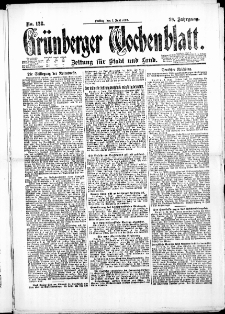 Grünberger Wochenblatt: Zeitung für Stadt und Land, No. 128. (2. Juni 1922)
