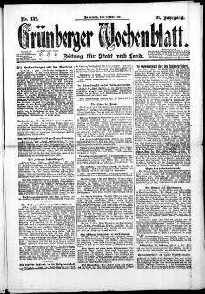 Grünberger Wochenblatt: Zeitung für Stadt und Land, No. 132. (8. Juni 1922)