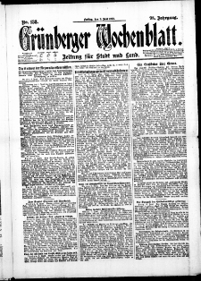 Grünberger Wochenblatt: Zeitung für Stadt und Land, No. 133. (9. Juni 1922)