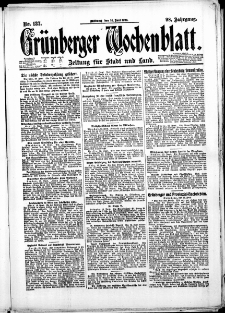 Grünberger Wochenblatt: Zeitung für Stadt und Land, No. 137. (14. Juni 1922)