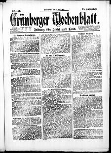 Grünberger Wochenblatt: Zeitung für Stadt und Land, No. 144. (22. Juni 1922)