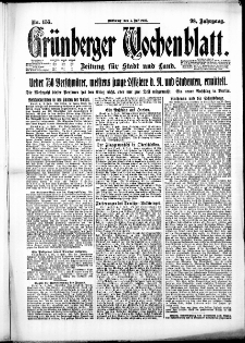 Gr&uuml;nberger Wochenblatt: Zeitung f&uuml;r Stadt und Land, No. 155. (5. Juli 1922)