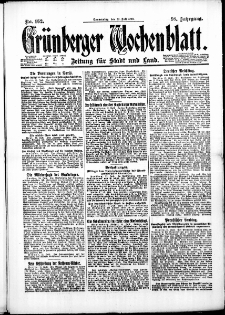 Grünberger Wochenblatt: Zeitung für Stadt und Land, No. 162. (13. Juli 1922)