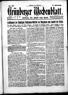 Grünberger Wochenblatt: Zeitung für Stadt und Land, No. 167. (19. Juli 1922)