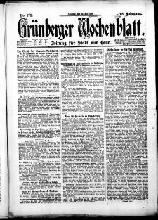 Grünberger Wochenblatt: Zeitung für Stadt und Land, No. 171. (23. Juli 1922)