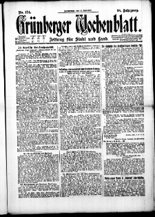 Grünberger Wochenblatt: Zeitung für Stadt und Land, No. 174. (27. Juli 1922)