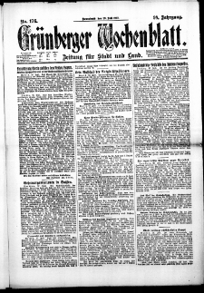 Grünberger Wochenblatt: Zeitung für Stadt und Land, No. 176. (29. Juli 1922)