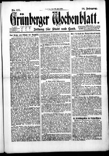 Grünberger Wochenblatt: Zeitung für Stadt und Land, No. 177. (30. Juli 1922)