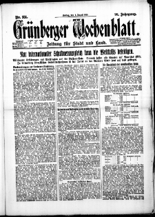 Grünberger Wochenblatt: Zeitung für Stadt und Land, No. 181. (4. August 1922)