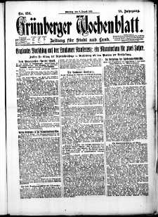 Grünberger Wochenblatt: Zeitung für Stadt und Land, No. 184. (8. August 1922)