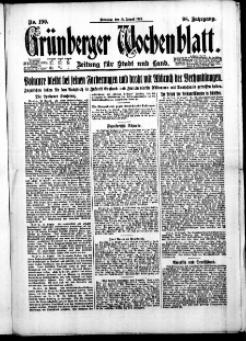 Grünberger Wochenblatt: Zeitung für Stadt und Land, No. 190. (15. August 1922)