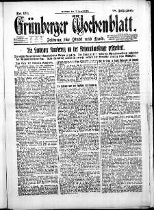Grünberger Wochenblatt: Zeitung für Stadt und Land, No. 191. (16. August 1922)