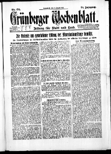 Grünberger Wochenblatt: Zeitung für Stadt und Land, No. 194. (19. August 1922)