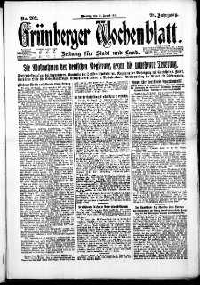 Grünberger Wochenblatt: Zeitung für Stadt und Land, No. 202. (29. August 1922)