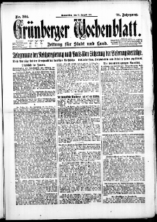 Grünberger Wochenblatt: Zeitung für Stadt und Land, No. 204. (31. August 1922)