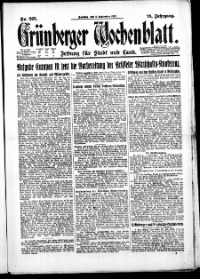 Grünberger Wochenblatt: Zeitung für Stadt und Land, No. 207. (3. September 1922)