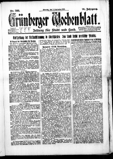 Grünberger Wochenblatt: Zeitung für Stadt und Land, No. 209. (6. September 1922)