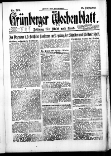 Grünberger Wochenblatt: Zeitung für Stadt und Land, No. 209. (6. September 1922)