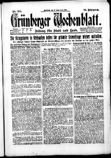 Grünberger Wochenblatt: Zeitung für Stadt und Land, No. 215. (13. September 1922)
