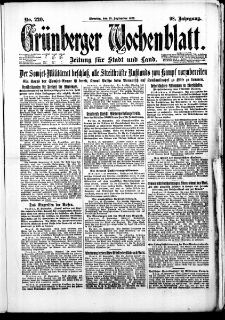 Grünberger Wochenblatt: Zeitung für Stadt und Land, No. 220. (19. September 1922)