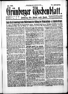 Grünberger Wochenblatt: Zeitung für Stadt und Land, No. 222. (21. September 1922)