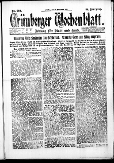Grünberger Wochenblatt: Zeitung für Stadt und Land, No. 229. (29. September 1922)