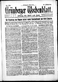Grünberger Wochenblatt: Zeitung für Stadt und Land, No. 231. (1. Oktober 1922)