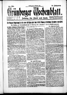 Grünberger Wochenblatt: Zeitung für Stadt und Land, No. 235. (6. Oktober 1922)