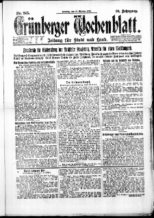 Grünberger Wochenblatt: Zeitung für Stadt und Land, No. 243. (15. Oktober 1922)