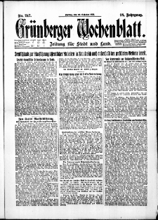 Grünberger Wochenblatt: Zeitung für Stadt und Land, No. 247. (20. Oktober 1922)