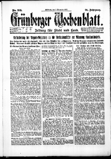 Grünberger Wochenblatt: Zeitung für Stadt und Land, No. 263. (8. November 1922)