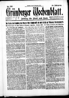 Grünberger Wochenblatt: Zeitung für Stadt und Land, No. 267. (12. November 1922)