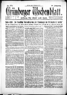 Grünberger Wochenblatt: Zeitung für Stadt und Land, No. 276. (24. November 1922)