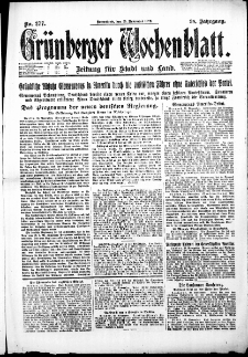 Grünberger Wochenblatt: Zeitung für Stadt und Land, No. 277. (25. November 1922)
