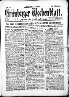 Grünberger Wochenblatt: Zeitung für Stadt und Land, No. 279. (28. November 1922)