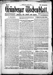 Grünberger Wochenblatt: Zeitung für Stadt und Land, Nr. 3. (4. Januar 1925)