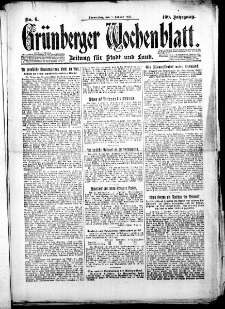 Grünberger Wochenblatt: Zeitung für Stadt und Land, Nr. 6. (8. Januar 1925)
