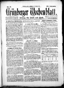Grünberger Wochenblatt: Zeitung für Stadt und Land, Nr. 11. (14. Januar 1925)