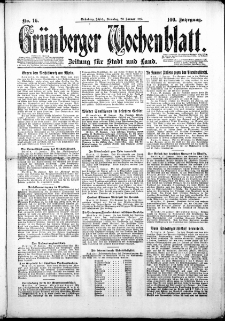Grünberger Wochenblatt: Zeitung für Stadt und Land, Nr. 16. (20. Januar 1925)