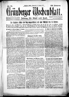 Grünberger Wochenblatt: Zeitung für Stadt und Land, Nr. 20. (24. Januar 1925)