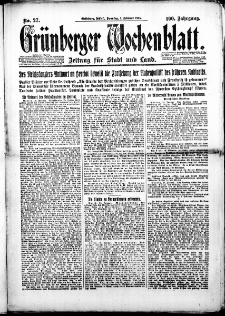 Grünberger Wochenblatt: Zeitung für Stadt und Land, Nr. 27. (1. Februar 1925)