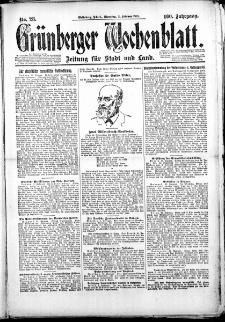 Grünberger Wochenblatt: Zeitung für Stadt und Land, Nr. 28. (3. Februar 1925)