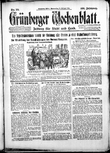 Grünberger Wochenblatt: Zeitung für Stadt und Land, Nr. 30. (5. Februar 1925)