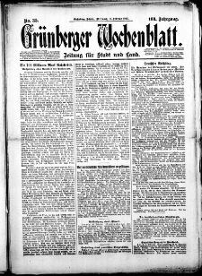 Grünberger Wochenblatt: Zeitung für Stadt und Land, Nr. 35. (11. Februar 1925)